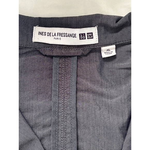 Ines De La Fressange Paris Blazer Women’s XL Gray Cotton Nylon Jacket Uniqlo - Picture 10 of 12